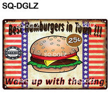 [SQ-DGLZ] Hamburgers Metal Sign Vintage Bar Decor Tin Sign Plaque Vintage Pub Bar Decor Metal Borden Art Poster Plate 2024 - buy cheap