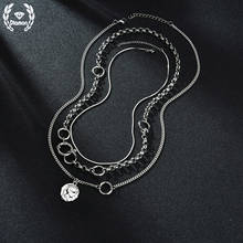 Hip-hop Style Three Thick Chains Stacking Stainless Steel Silver Color Pendant Necklace Choker for Women Jewelry Birthday Gift 2024 - buy cheap