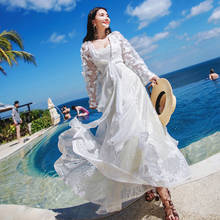 YOSIMI Long Women Dress 2020 Summer Evening Party Night Maxi Lace Two Pieces Embroidery Full Sleeve V-neck Long Elegant Dresses 2024 - buy cheap