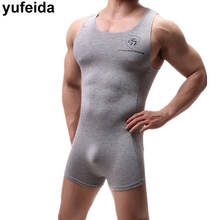 Sexy Mens Undershirts One-piece Leotard Sports Bodysuits Jumpsuits Swimwear Wrestling Singlet Underwear Penis Pouch Boxer Shorts 2024 - buy cheap