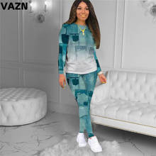 VAZN 2020 New Full Sleeve O-Neck Women Casual Gym Sport Fitness Fashion Set Holiday Women Young Energetic Set 2024 - buy cheap