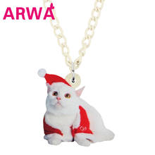 Bonsny de acrílico sombrero de Navidad Shih Tzu gato gatito COLLAR COLGANTE cadena Animal joyería para mujer chica adolescente encantos accesorio de regalo 2024 - compra barato