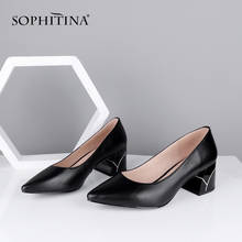 Sophitina sapatos femininos com salto quadrado, novo sapato feito à mão de pele de carneiro e confortável, design especial c696 2024 - compre barato