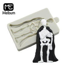 Meibum-Molde de silicona para decoración de tartas, diseño de Halloween, artesanía de azúcar, Chocolate y dulces, esqueleto de Pascua 2024 - compra barato