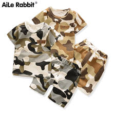 Summer Kids Set Short Sleeve T-Shirt Shorts 2 Piece Set Casual Fashion Camouflage Cotton Boy And Girl Suit 2024 - buy cheap