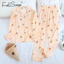 Fallsweet conjunto de pijamas feminino, lingerie fofa de manga comprida, roupas de dormir m a xxl 2024 - compre barato