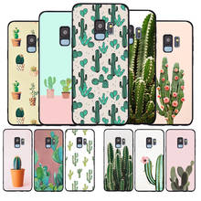 Cute Plant Cactus black Soft phone Case For Samsung S20 S10 S9 S8 S7 edge Plus Lite Note 8 9 10 A6 A7 A8 A9 2018 Cover 2024 - buy cheap