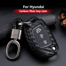 Capa de chave de carro de fibra de carbono, capa chaveiro para hyundai tucson creta ix25 i10 i20 i30 verna mistra elantra 2006-2009 2024 - compre barato