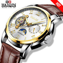HAIQIN 2019 Fashion Business Mechanical watch mens top brand luxury Military wristwatch men Leather Tourbillon Relogio Masculino 2024 - buy cheap