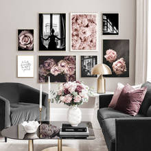 Плакат в скандинавском стиле, с розовыми цветами, сексуальная девушка, настенный рисунок в скандинавском стиле, картина, современный декор для гостиной 2024 - купить недорого