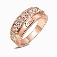 MOONROCY Cubic Zirconia Rings Rose Gold Color Crystal Wedding Ring CZ Love Gift for Women Jewelry Wholesale Dropshipping 2024 - buy cheap