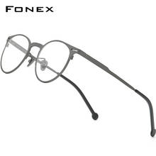 FONEX puro titânio óculos quadro masculino vintage retro redondo óculos mulher prescrição óptica miopia coreano eyewear 8510 2024 - compre barato