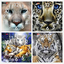 Алмазная картина Dpsupr, квадратная, круглая, вышивка крестиком с часовым механизмом, мозаика 5D "сделай сам", животное, тигр, 3d вышивка, подарок 2024 - купить недорого