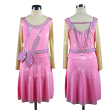 Розовое платье для латинских танцев Женская одежда для выступлений профессиональная высококачественная юбка для латинских танцев для взрослых и девочек праздничные платья 2024 - купить недорого