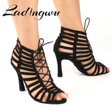 Ladingwu Women Latin Dance Shoes Black Suede Laser Woman High Heel Leecabe Shoes Girls Bachata Salsa Dance Boots Party For Sanda 2022 - buy cheap