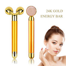 24k Gold Energy Bar Set 3D Face Vibration Massager Facial Roller Anti Wrinkles Aging Skin Firming Massager Reduce Double Chin 2024 - buy cheap