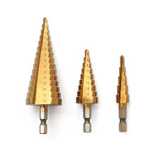 Step drill bit set cone hole cutter Taper metric 4 - 12 / 20 / 32mm 1 / 4 "titanium coated metal hex core drill bits 2024 - buy cheap