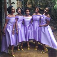 2021 Lavender South African Bridesmaid Dresses Hi-Low Off-the-Shoulder Tea-Length Black Girls Bridesmaid Dress Party Dress 2024 - buy cheap