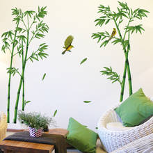 Large Fresh Green Bamboo Pattern Living Room Shop Kids Room Decoration Wall Stickers TV Background Wall Bedroom Stickers 2024 - buy cheap