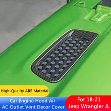 QHCP 1 пара углеродное волокно Автомобильная передняя крышка вентиляционных отверстий капота накладки воздухозаборник вентиляционного отверстия для Jeep Wrangler JL 2018-2021 2024 - купить недорого