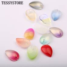 Contas de vidro em forma de pétala de lótus, contas em cores gradientes variadas para fazer joias, acessórios artesanais de brincos com 10 peças 2024 - compre barato