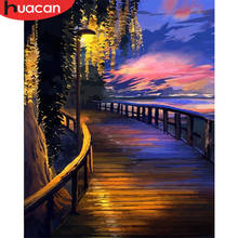 HUACAN-pintura por números de paisaje moderno, cuadro de arte de pared DIY, acrílico, ciudad, noche, sobre lienzo, decoración del hogar 2024 - compra barato