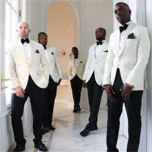 2020 Men Suits Groom Tuxedos Wedding Suits Groomsmen Best Man For Man Prom Suits Black Pants White Coat 2 Piece (Jacket+Pants) 2024 - buy cheap