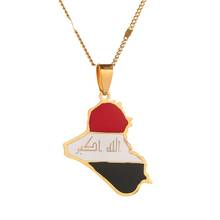 Stainless Steel Republic of Iraq Map Pendant Necklace Allah Pendant Allah Jewelry 2024 - buy cheap