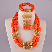 Beautiful Bride Fashion Nigeria Wedding Marriage Natural Orange Coral Bead Jewelry Africa Banquet Costume Jewelry Set AU-90 2024 - buy cheap