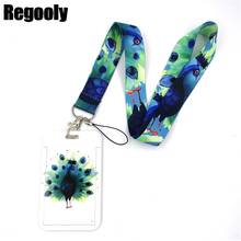 Peacock Feathers Lanyard Credit Card ID Holder Bag Student Women Travel Card Cover Badge Car Keychain Decorations 2024 - buy cheap