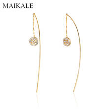 MAIKALE-pendientes largos de Zirconia con cara sonriente para mujer, aretes con forma de varilla de Metal, joyería de fiesta, color dorado 2024 - compra barato