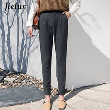 Jielur calças femininas comprimento de tornozelo, calças femininas retrô de cor pura para escritório, para primavera e outono 2024 - compre barato