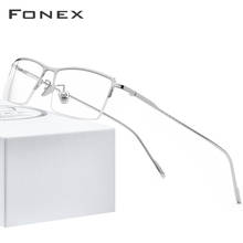FONEX Pure Titanium Eyeglasses Frame Men 2020 New Prescription Half Semi Rimless Square Myopia Optical Glasses Eyewear 8514 2024 - buy cheap