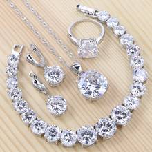 Bridal 925 Silver Jewelry Sets For Women Wedding White Cubic Zirconia Ring/Bracelet/Necklace/Pendant/Earrings 2024 - buy cheap