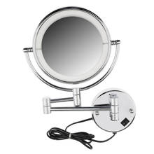 8 inch LED Light Wall Mount Extending Folding Double Side Makeup Mirror 3x 5x 7x Magnification Bath Shaving Mirror 2024 - buy cheap
