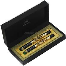 Jinhao-pluma de Metal de estilo Vintage y Rolllerball, pluma de joyería de Color dorado, estampado de Metal verde, con caja de regalo, Noble Dragon King 2024 - compra barato