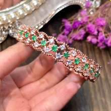 Natural And Real Emerald bangle Bracelet Solid S925 Sterling Silver For Women Color  Fine Jewelry 2024 - buy cheap