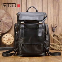 AETOO Large capacity leather men's backpack, leather travel backpack, retro crazy horse leather men's backpack 2024 - buy cheap