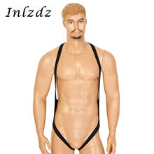Arnês para homens lingerie de peito com elástico para pescoço e uma peça, alças largas mankini, cueca jockstrap, body em malha 2024 - compre barato
