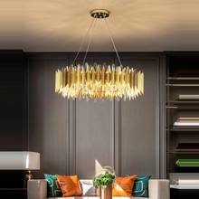 Lámpara de araña redonda ovalada para comedor, luminaria LED posmoderna de hierro dorado y cristal, iluminación de suspensión 2024 - compra barato