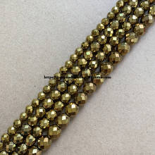 Natural Stone Faceted Gold Plt Hematite Round Loose Beads 4 6 8 10 MM 15" Strand Pick Size For Jewelry Making DIY 2024 - buy cheap