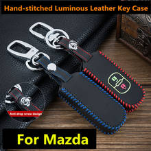 Luminous Leather keychain Car Remote Key Case Cover For Mazda 6 Mazda 3 Axela Atenza CX-5 CX5 2017 2016 2015 2024 - buy cheap