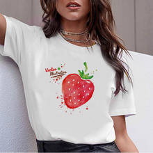 Women's T-shirt cute strawberry apple funny printed T-shirt fashion casual white T-shirt  ladies summer casual T-shirt 2024 - buy cheap
