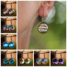 Creative Galaxy Dangle Earrings Planet Jupiter Photo Glass Cabochon Earrings Fashion Accessories for Women Valentine's Day Gift 2024 - buy cheap