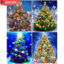 HUACAN-pintura con diamantes 5D DIY de árbol de Navidad, mosaico bordado con diamantes de imitación, paisaje de invierno, decoración del hogar 2024 - compra barato