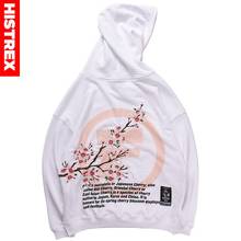 Mens Hip Hop Hoodie Sweatshirt Embroidery Sakura Japanese Streetwear Harajuku Hoodies Pullover 2022 Autumn Sweat Shirts Cotton 2024 - buy cheap