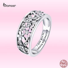 Bamoer Cherry Blossom Flower Finger Ring for Women Enamel Daisy Wide Promise Ring with Words Fine Jewelry Accessories GXR390 2024 - buy cheap
