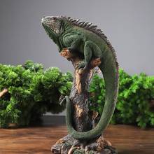 Escultura de camaleón de resina pintada a mano, estatua de lagarto, Animal Tropical, modelo reptil, decoración del hogar, accesorios de artesanal 2024 - compra barato