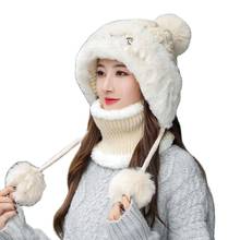 Women Autumn Winter Ear Protect Beanie Collar Scarf Suit Warm Knit Skull Cap Neck Warmer Hats Set 2024 - buy cheap