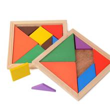 Quebra-cabeças de madeira colorido para crianças, tangram, quebra-cabeças educacional, para desenvolvimento do cérebro, brinquedo infantil 2024 - compre barato